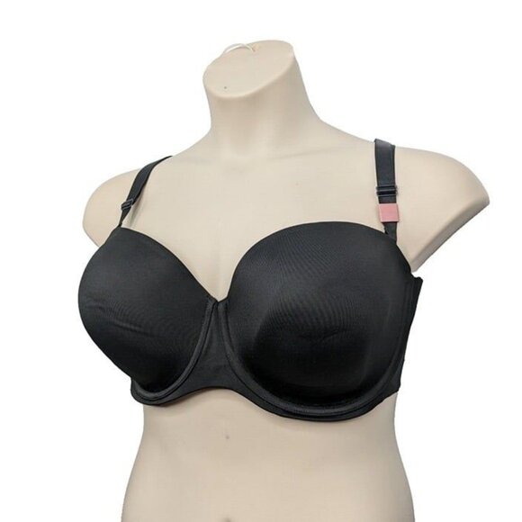 Lane Bryant Cacique Bra Multi Way Strapless Lightweight 40DD Black w/ Straps - Picture 1 of 10